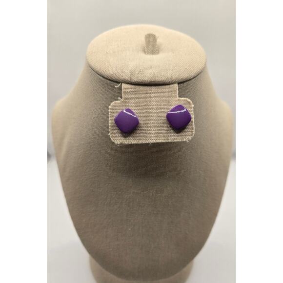 Vintage Purple Square Stud Earrings - Picture 1 of 2